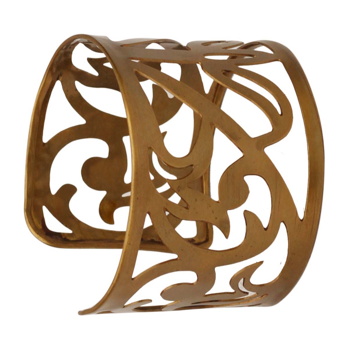 2.5” Golden Brass Cuff Bracelet with Floral Cut-Work - Formal Accessories / Jewelry / Gifts for Her - Buy in Bulk Wholesale